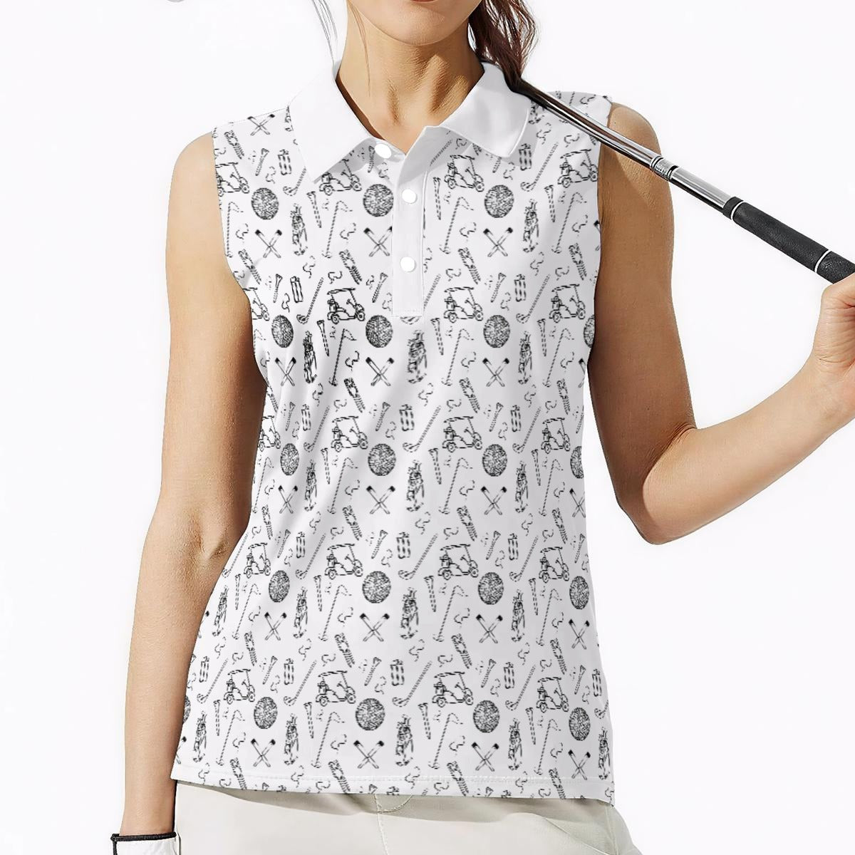 The Greens Kit Print Women's Sleeveless Polo